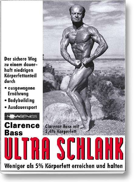 Bodybuilding Buch Cover – Ultraschlank: Weniger als 5% Körperfett erreichen und halten. Autor: Clarence Blass, erschienen im Novagenics-Verlag.